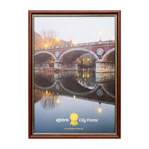 Kenro City Frame A4 dark wood with gold trim.