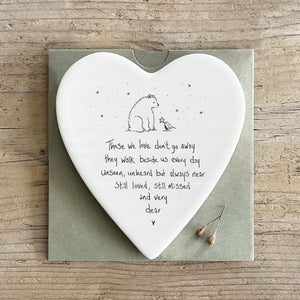 " Those We Love Don't go away .." East of India Heart Coaster